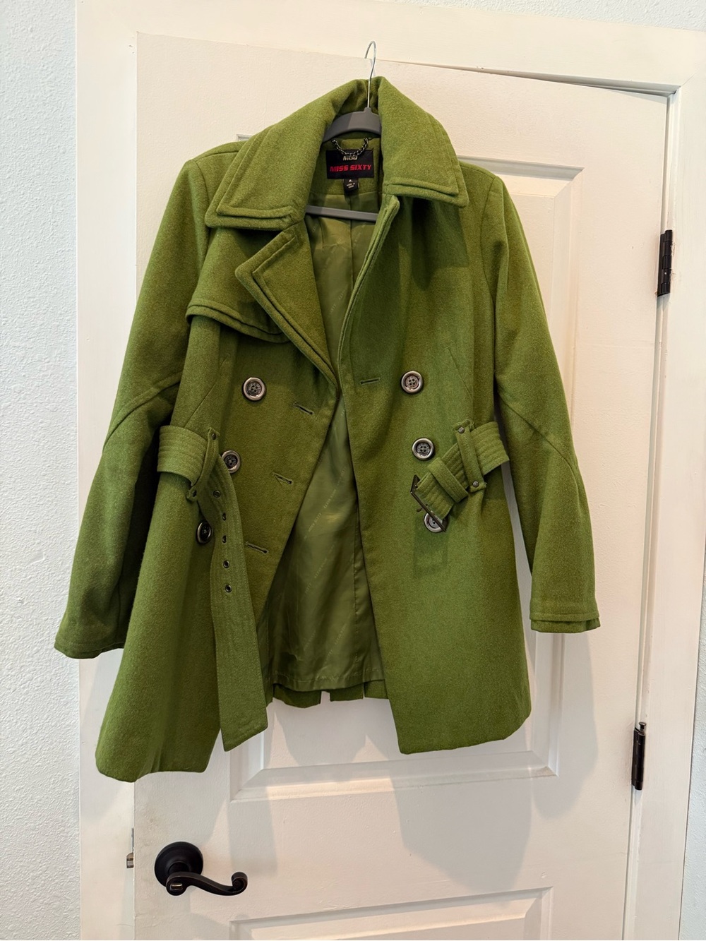 Moss Green Double-Breasted pleated Coat
